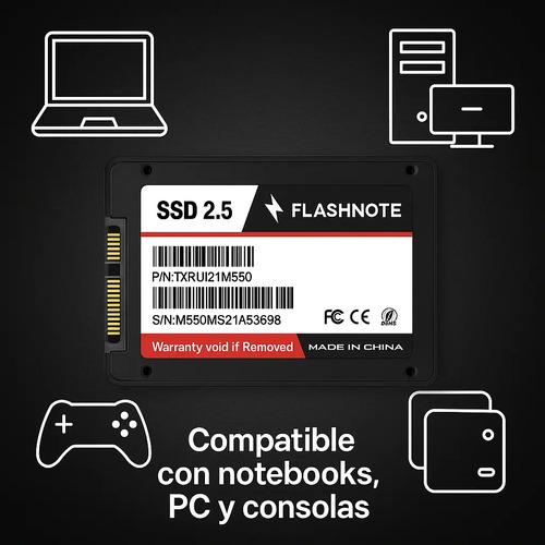 Ssd 256gb Flashnote 2.5 Interno Sata Iii 550mb/s Lectura 500mb/s Escritura Negro - imagen 4