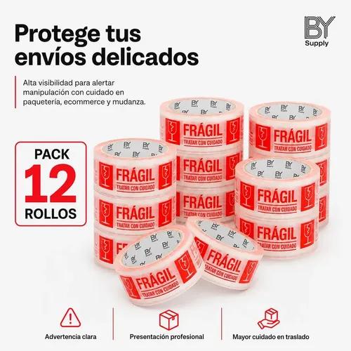 Cinta De Embalaje Frágil Bysupply, Pack De 12 Unidades Para Paquetería Y Mudanza - imagen 3