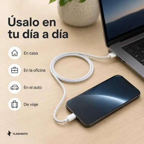 Cable Usb C A Usb C Flashnote 1m Carga Rápida 60w Para iPhone Samsung Xiaomi Blanco - imagen 8