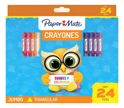 Crayones Papermate Lápices De Cera Triangular Colores X24 Multicolor