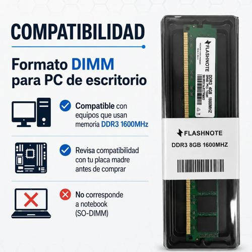 Memoria Ram Flashnote 8gb Ddr3 1600mhz Dimm Para Pc De Escritorio - imagen 8