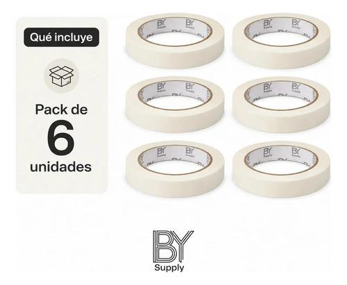 Cinta De Enmascarar Bysupply De Papel Crepé Para Pintura Y Auto, Pack De 6 - imagen 2