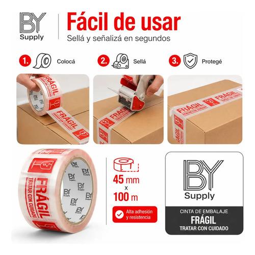 Cinta De Embalaje Bysupply Frágil, 45 Mm X 100 M  Para Delicados Y Mudanzas - imagen 5