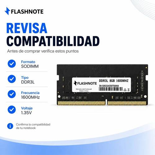 Memoria Ram 8gb Ddr3l 1600mhz Sodimm 1.35v Para Notebook Flashnote - imagen 3