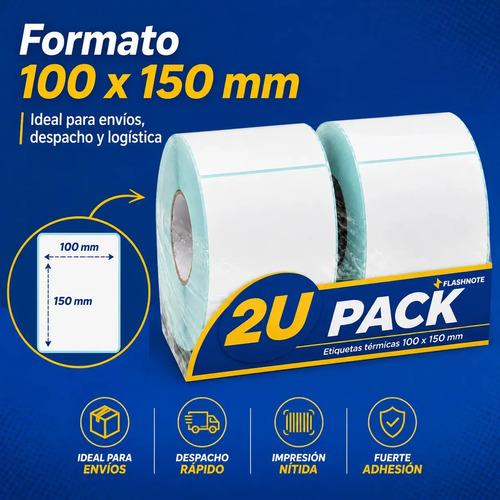 Etiquetas Térmicas Autoadhesivas Rollo 100x150mm Flashnote Pack X2 500 Etiquetas Por Rollo Superficie Impermeable Para Envios Resistente Al  - imagen 5