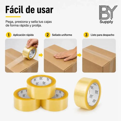 Cinta De Embalaje Bysupply Transparente, Pack De 3, Para Cajas Y De Ecommerce - imagen 3