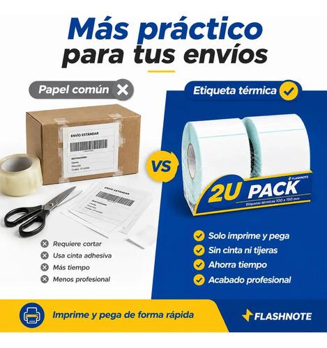 Etiquetas Térmicas Autoadhesivas Rollo 100x150mm Flashnote Pack X2 500 Etiquetas Por Rollo Superficie Impermeable Para Envios Resistente Al  - imagen 8