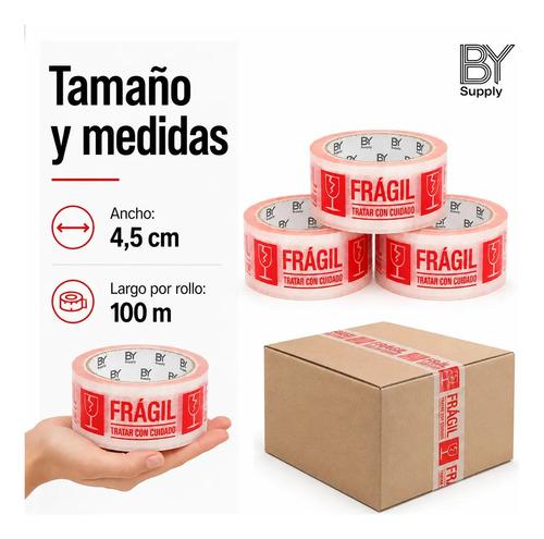Cinta De Embalaje Bysupply Frágil, 4.5 Cm X 100 M, Pack De 3 Unidades Para Delicados - imagen 4