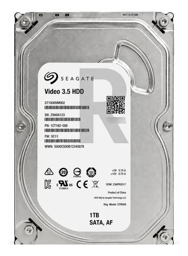 Disco Duro 1TB 3.5 Seagate Video PC DVR CCTV Camaras 24/7 Plateado