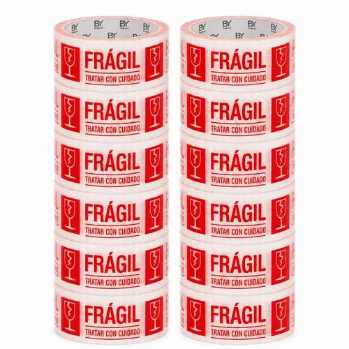 Cinta De Embalaje Frágil Bysupply, Pack De 12 Unidades Para Paquetería Y Mudanza