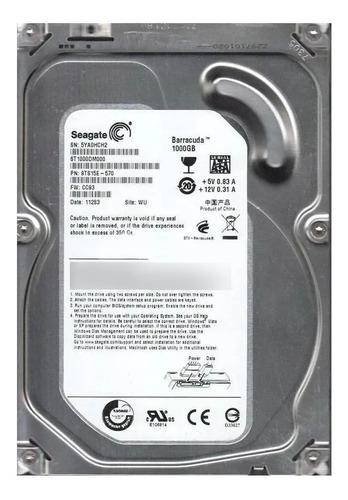 Disco Duro 1TB Seagate 7200RPM PC DVR Camaras Almacenamiento Plateado