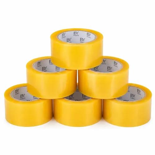 Cinta De Embalaje Bysupply Transparente, Pack De 6 Rollos De Polipropileno De 4.5 Cm X 300 M