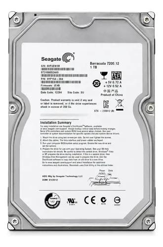 Disco Duro 1TB 3.5 SATA Nas PC DVR Servidor Camaras Video Seagate Barracuda