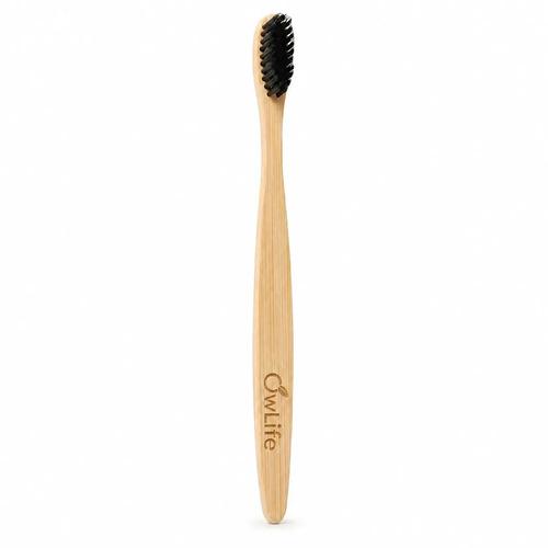 Cepillo Dientes Bambu Owlife Cerdas Suave Biodegradable Libre Bpa Ecologico Negro