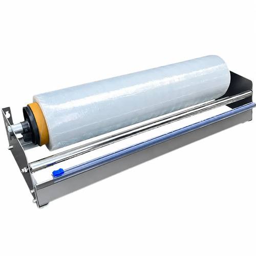 Dispensador Cortador Film Stretch Alusa Mesa Fija Bysupply Base Acero Inoxidable Cuchilla Deslizante Envolver Cajas Paquetes Embalaje Ecommerce Bodega Floreria Tienda Industrial